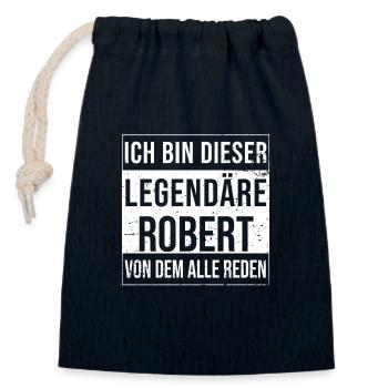 Je suis cette légende pour Robert - Sac cadeau en coton avec cordon (14 x 20 cm) - bleu marine - Devant