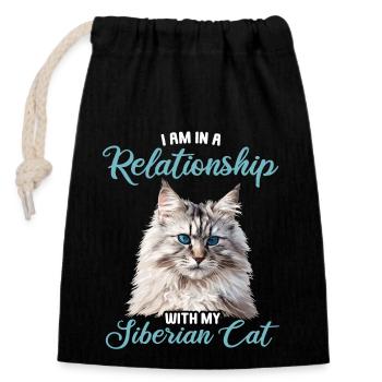 Chat Sibérien Sibirische Katze - Sac cadeau en coton avec cordon (14 x 20 cm) - noir - Devant
