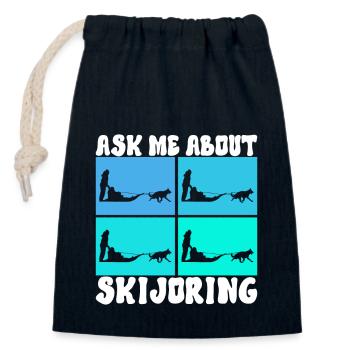 Sledding Sled dogs - Closable cotton gift bag (14x20cm) - navy - Front