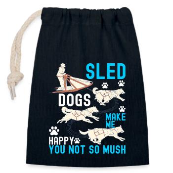 Sledding Sled Dogs - Closable cotton gift bag (14x20cm) - navy - Front