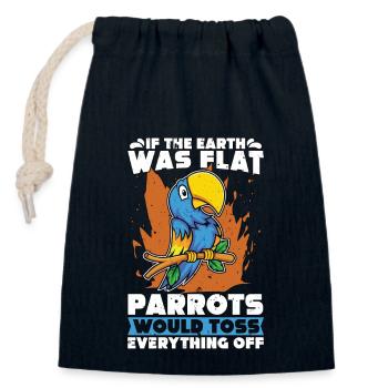Parrot If The Earth Was Flat Loves African Grey - Closable cotton gift bag (14x20cm) - navy - Front