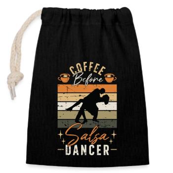 Café de danseuse de salsa avant de danser amateur de café - Sac cadeau en coton avec cordon (14 x 20 cm) - noir - Devant