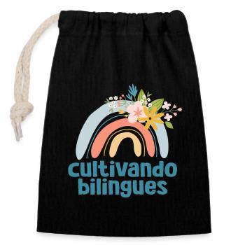 Cultivando Bilingües Spanischlehrer - Verschließbarer Geschenkbeutel aus Baumwolle (14x20cm) - Schwarz - Vorne