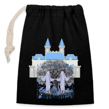 Castle, Castle, Ghosts, Ghosts, Halloween, Nature - Closable cotton gift bag (14x20cm) - black - Front