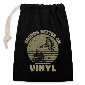 Sonne mieux sur les amateurs de musique rétro vinyle - Sac cadeau en coton avec cordon (14 x 20 cm) - noir - Devant