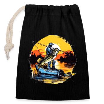 Poisson bar - Sac cadeau en coton avec cordon (14 x 20 cm) - noir - Devant