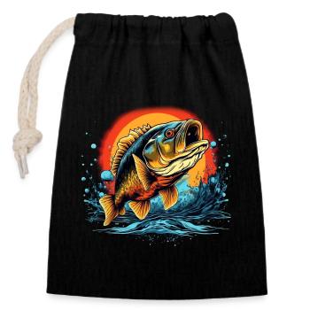Poisson bar - Sac cadeau en coton avec cordon (14 x 20 cm) - noir - Devant