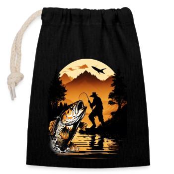 Bass Fish - Closable cotton gift bag (14x20cm) - black - Front