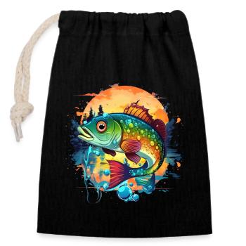 Bass Fish - Closable cotton gift bag (14x20cm) - black - Front