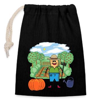 Jardinier Arachide Légumes Citrouille Octobre - Sac cadeau en coton avec cordon (14 x 20 cm) - noir - Devant