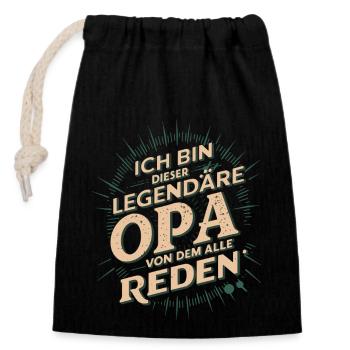 Légendaire grand-père rétro dictant Design - Sac cadeau en coton avec cordon (14 x 20 cm) - noir - Devant