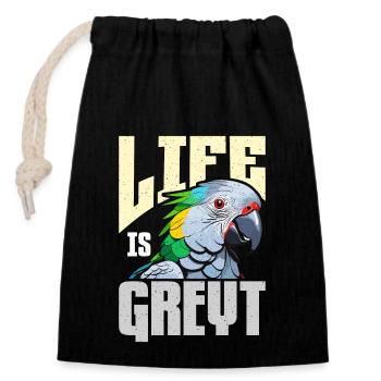 La vie grise africaine est un amoureux des perroquets propriétaire d’oiseaux gris - Sac cadeau en coton avec cordon (14 x 20 cm) - noir - Devant