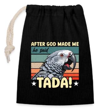 Gris africain après que Dieu m’ait créé, il a dit ornithologue - Sac cadeau en coton avec cordon (14 x 20 cm) - noir - Devant