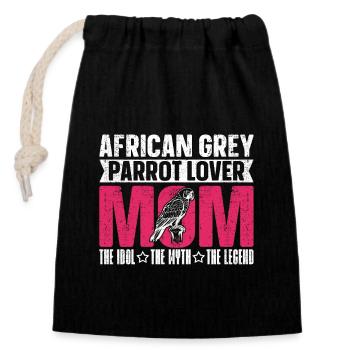 Amoureux du perroquet gris africain maman le propriétaire du perroquet - Sac cadeau en coton avec cordon (14 x 20 cm) - noir - Devant