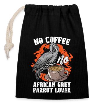 Perroquet gris africain sans café Perroquet amateur de café - Sac cadeau en coton avec cordon (14 x 20 cm) - noir - Devant