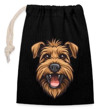 Norfolk Terrier | Cartoon Artwork - Verschließbarer Geschenkbeutel aus Baumwolle (14x20cm) - Schwarz - Vorne