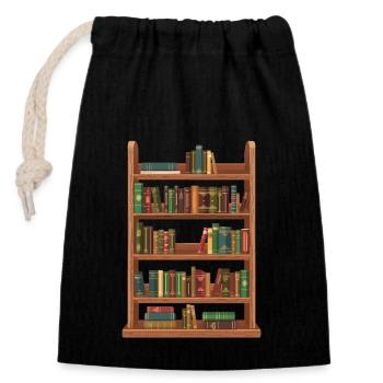 Étagère pleine de littérature classique - Sac cadeau en coton avec cordon (14 x 20 cm) - noir - Devant