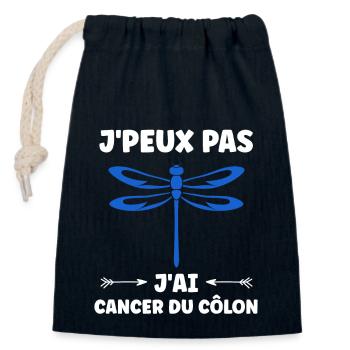 Sensibilisation au cancer du côlon - Sac cadeau en coton avec cordon (14 x 20 cm) - bleu marine - Devant