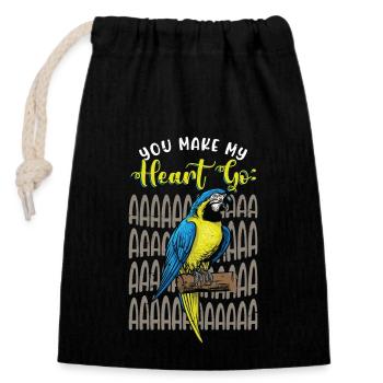 Ara oiseau tu fais aller mon cœur aime oiseau exotique - Sac cadeau en coton avec cordon (14 x 20 cm) - noir - Devant