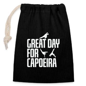 Grand jour pour la danse martiale Capoeira - Sac cadeau en coton avec cordon (14 x 20 cm) - noir - Devant