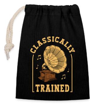 Tourne-disque vintage de formation classique - Sac cadeau en coton avec cordon (14 x 20 cm) - noir - Devant