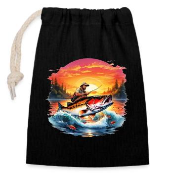Perch Fish - Closable cotton gift bag (14x20cm) - black - Front