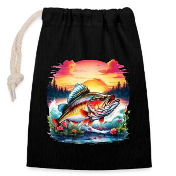 Poisson bar - Sac cadeau en coton avec cordon (14 x 20 cm) - noir - Devant
