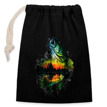 Bass Fish - Closable cotton gift bag (14x20cm) - black - Front