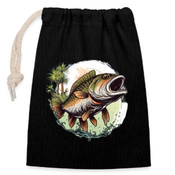 Bass Fish - Closable cotton gift bag (14x20cm) - black - Front
