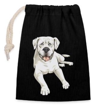 Weißer Labrador Retriever Weißer Lab - Verschließbarer Geschenkbeutel aus Baumwolle (14x20cm) - Schwarz - Vorne