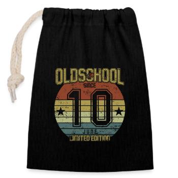 Juin 2010 - Anniversaire en juin Oldschool - Sac cadeau en coton avec cordon (14 x 20 cm) - noir - Devant