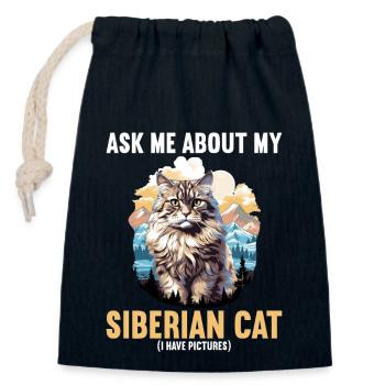 Chat Sibérien Sibirische Katze - Sac cadeau en coton avec cordon (14 x 20 cm) - bleu marine - Devant