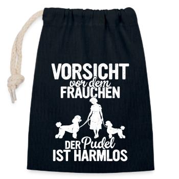 der Pudel ist harmlos Hund Zwergpudel Hunde Mama - Verschließbarer Geschenkbeutel aus Baumwolle (14x20cm) - Navy - Vorne