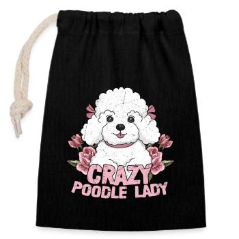 Crazy Poodle Lady Dog Owner Puppy Mom - Verschließbarer Geschenkbeutel aus Baumwolle (14x20cm) - Schwarz - Vorne