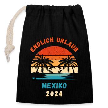 Mexiko Urlaub 2024 Mittelamerika Idee - Verschließbarer Geschenkbeutel aus Baumwolle (14x20cm) - Schwarz - Vorne