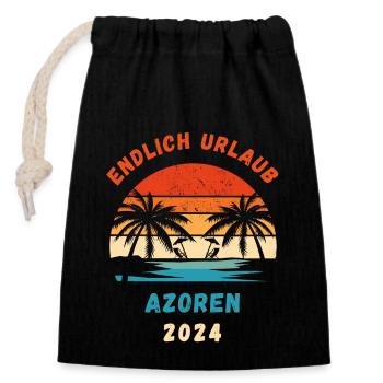 Azoren Urlaub 2024 Atlantik Insel Idee - Verschließbarer Geschenkbeutel aus Baumwolle (14x20cm) - Schwarz - Vorne