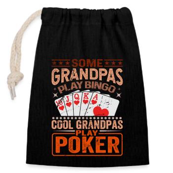 Grandpa Card Games Poker Players Casino Outfit - Closable cotton gift bag (14x20cm) - black - Front