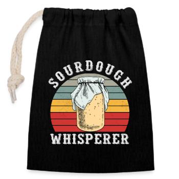 Sourdough Whisperer Bakery Bakers Retro Outfit - Verschließbarer Geschenkbeutel aus Baumwolle (14x20cm) - Schwarz - Vorne