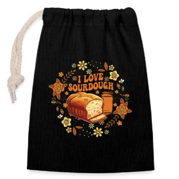 Sourdough Whisperer Bakery Bakers Retro Outfit - Verschließbarer Geschenkbeutel aus Baumwolle (14x20cm) - Schwarz - Vorne