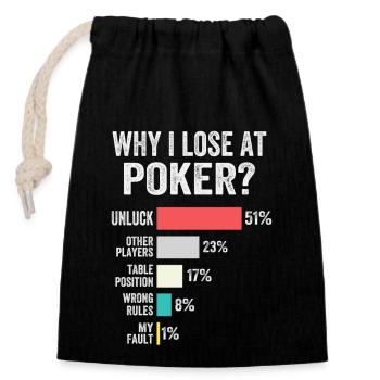 Poker Enthusiast Poker Chips Card Games - Closable cotton gift bag (14x20cm) - black - Front