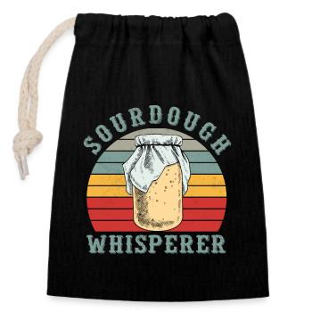Sourdough Whisperer Bakery Bakers Retro Outfit - Verschließbarer Geschenkbeutel aus Baumwolle (14x20cm) - Schwarz - Vorne