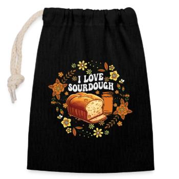 Sourdough Baker Flower Wreath - Closable cotton gift bag (14x20cm) - black - Front