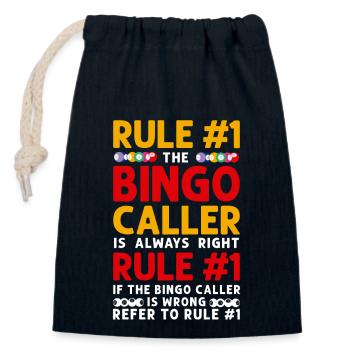 Bingo Player Rule #1 The Bingo - Closable cotton gift bag (14x20cm) - navy - Front