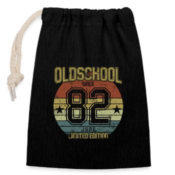 June 1982 - Birthday in June Oldschool - Closable cotton gift bag (14x20cm) - black - Front