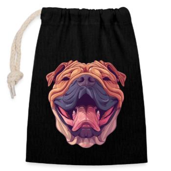 Shar-Pei | Cartoon Artwork - Verschließbarer Geschenkbeutel aus Baumwolle (14x20cm) - Schwarz - Vorne