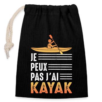 Je Peux pas j'ai kayak Kayakiste canoéiste paddle - Sac cadeau en coton avec cordon (14 x 20 cm) - noir - Devant