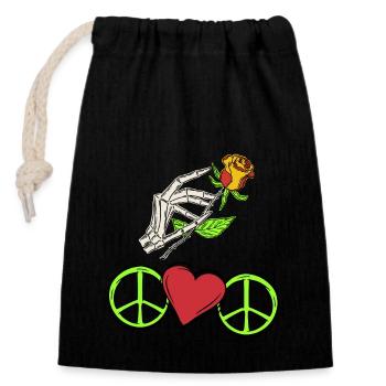 Peace Friedenssymbol Frieden - Verschließbarer Geschenkbeutel aus Baumwolle (14x20cm) - Schwarz - Vorne