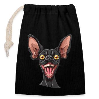 Xoloitzcuintle | Mexican hairless dog | Cartoon - Verschließbarer Geschenkbeutel aus Baumwolle (14x20cm) - Schwarz - Vorne