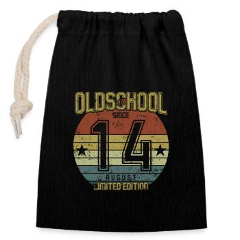 Août 2014 - Anniversaire en août Oldschool - Sac cadeau en coton avec cordon (14 x 20 cm) - noir - Devant