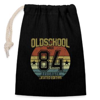 Novembre 1984 - Anniversaire en novembre Oldschool - Sac cadeau en coton avec cordon (14 x 20 cm) - noir - Devant